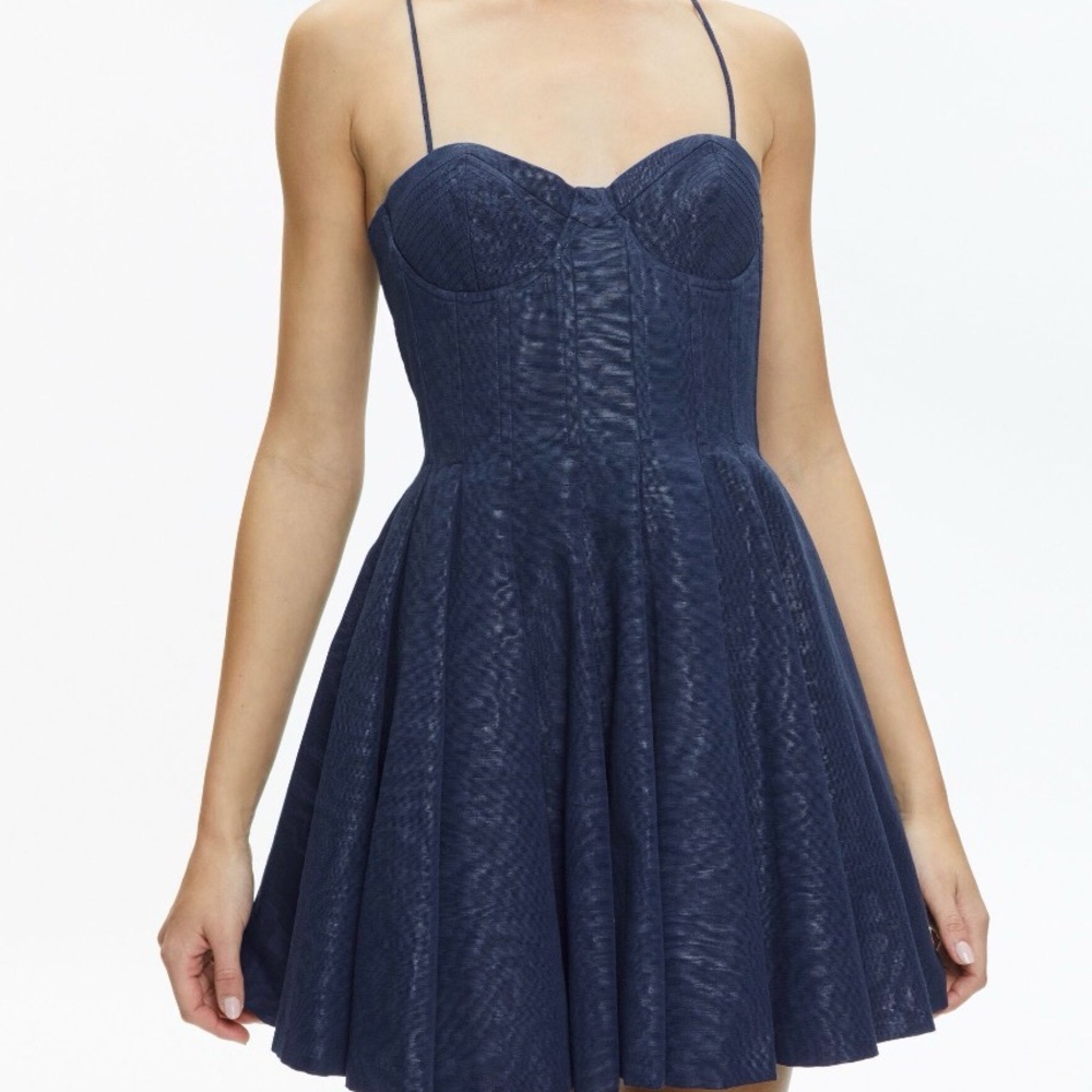 Alice + Olivia Adara Azure Blue Bustier Spaghetti Strap Mini Dress